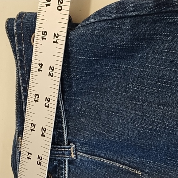 Denim Skirt 12 100% Cottom Raw Fringe Edge Hem Belt Zip Front - Picture 7 of 9